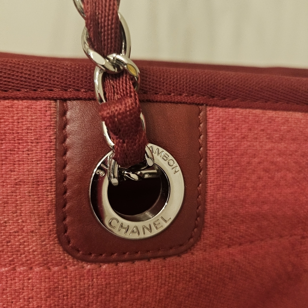 Chanel Deauville Tote Red Canvas 31 Rue Cambon - Picture 5 of 16